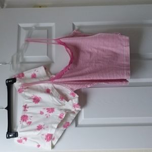 Women's Pink Striped Cami & Floral Short Pajama Set